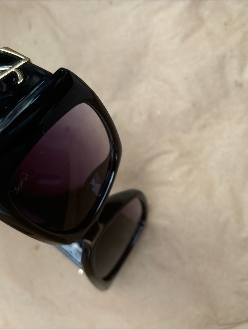 Yves Saint Laurent Black Sunglasses with Gold Hardware